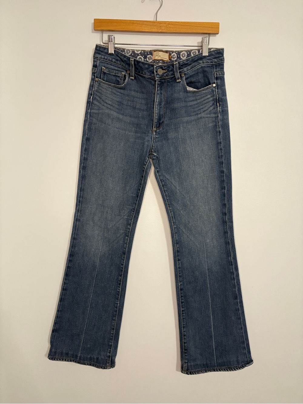 PAIGE Rising Glen Bootcut Jeans Medium Wash Mid Rise Size 30 Y2K EUC